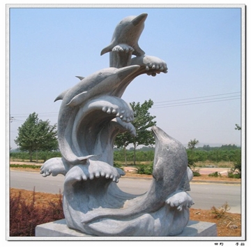 海豚石雕鱼，手工雕刻鲤鱼